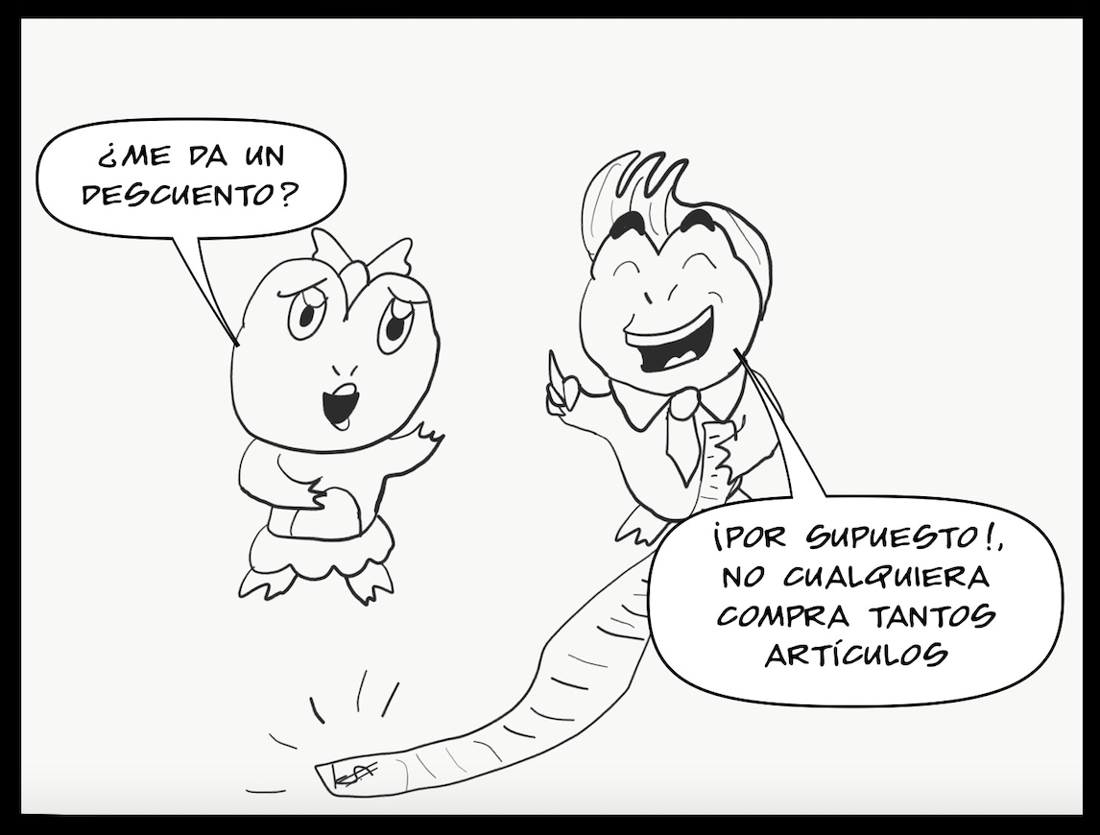 Viñeta del libro: pedir el descuento